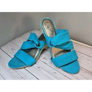 Life Stride Velocity Womens Size 8 Memory Foam Slip-On Sandal Teal Linen